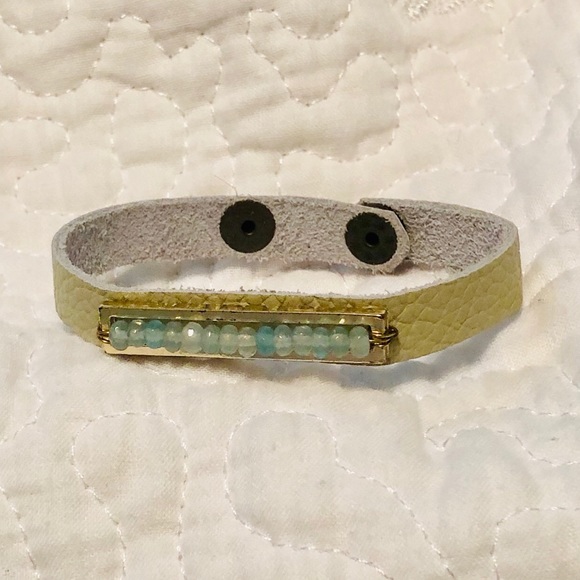 Beaded leather cuff bracelet adjustable - Picture 1 of 1